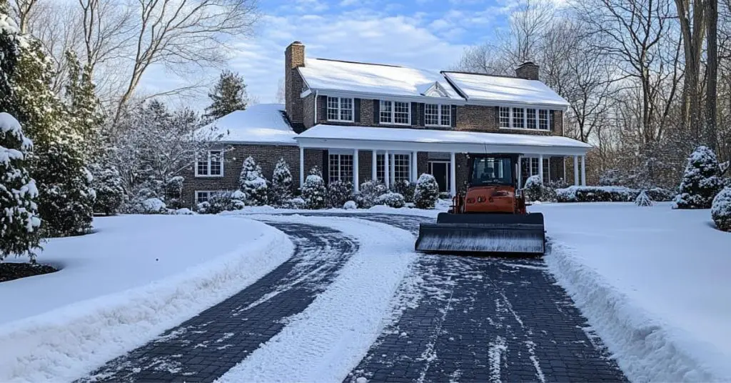 snow plowing a long driveway, snow plowing mendham, NJ