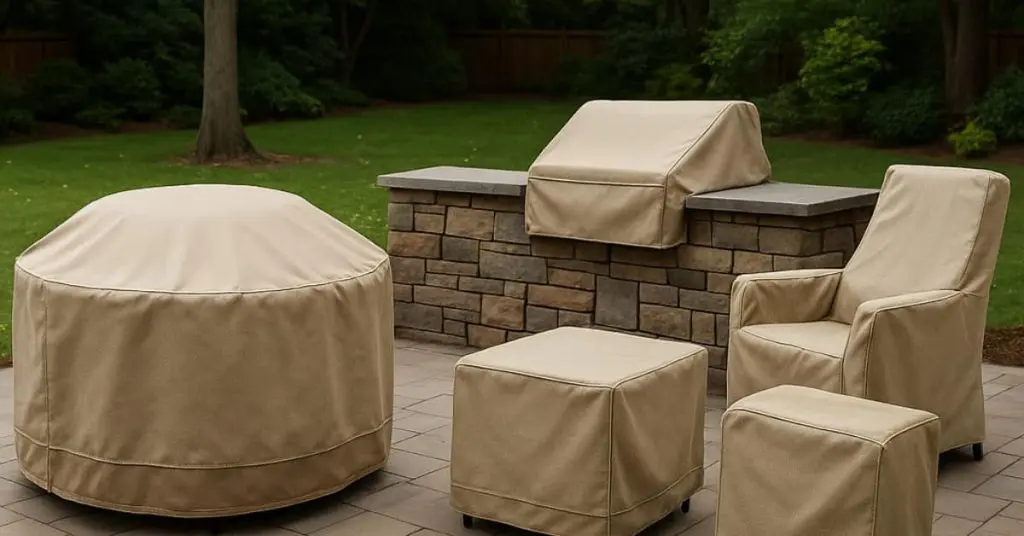 outdoor kitchen parts with covers on them, concept of 2025 Fall Lawn, Yard & Landscape Preparation