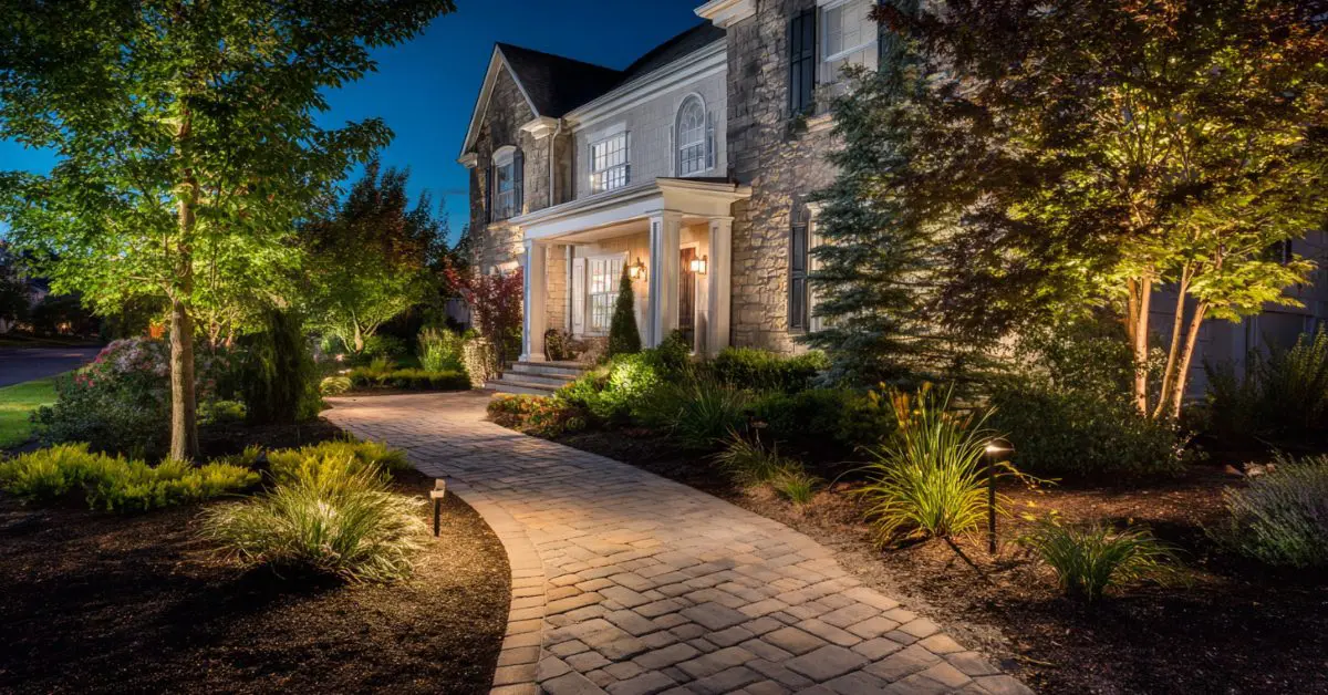 Front of home, walkway, plants, representing Landscape Upgrades That Add Value in New Jersey