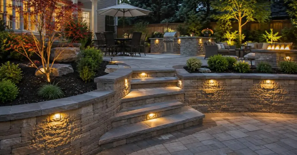 retaining wall builders basking ridge nj, wall, steps, outdoor kitchen, landscape shrubs