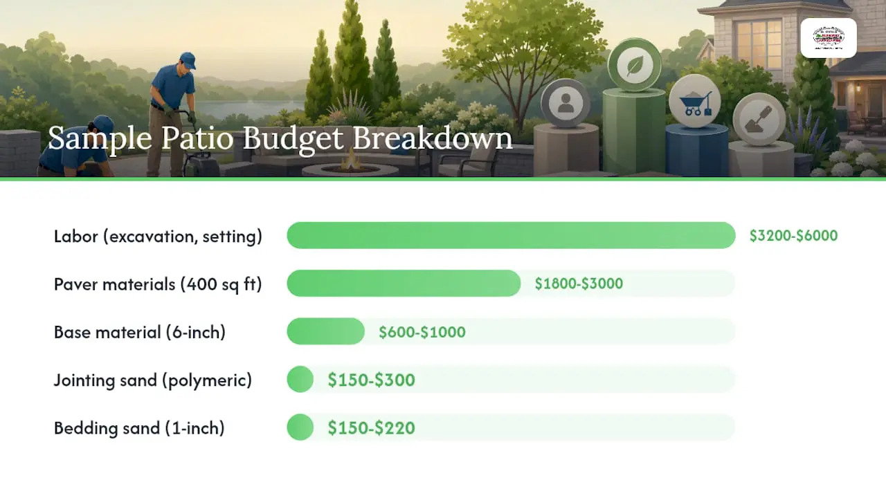 Budget diagram for 400 sq ft NJ paver patio