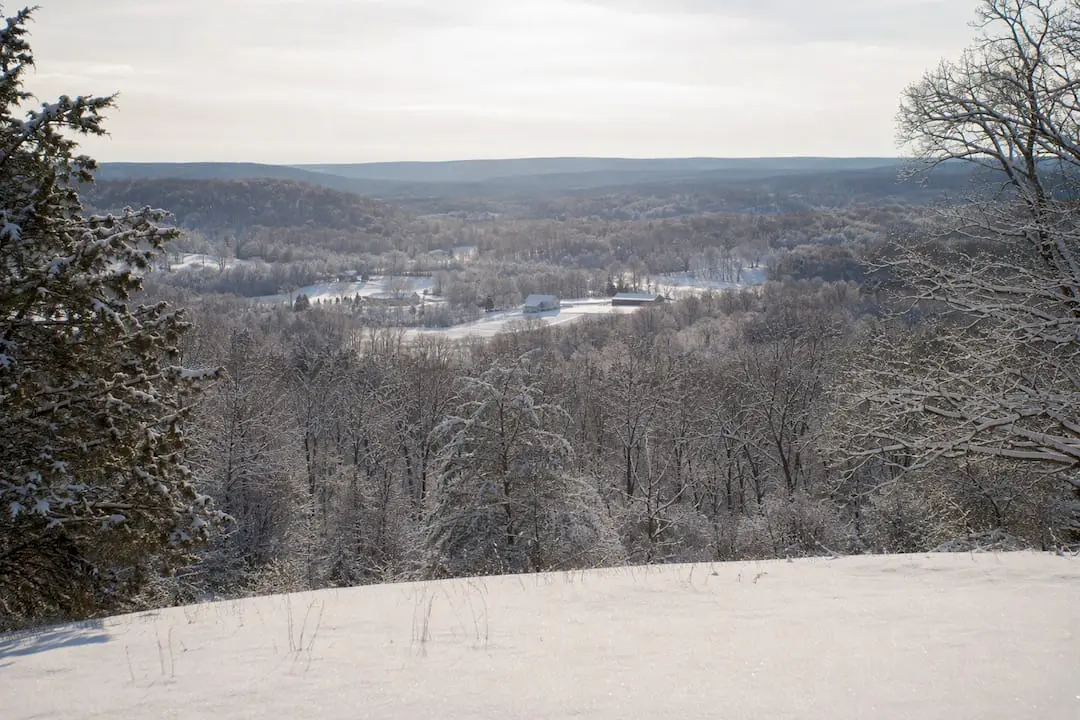Snowy New Jersey northern highlands terrain