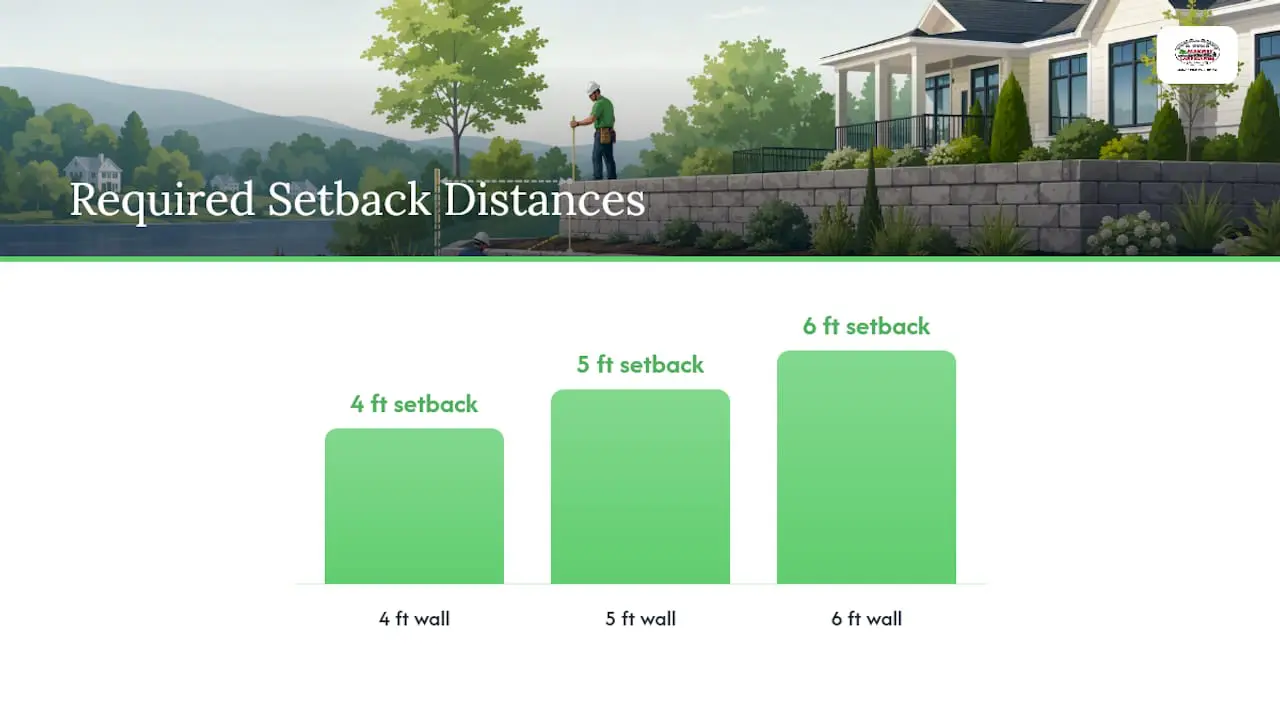Diagram showing retaining wall height to setback ratio