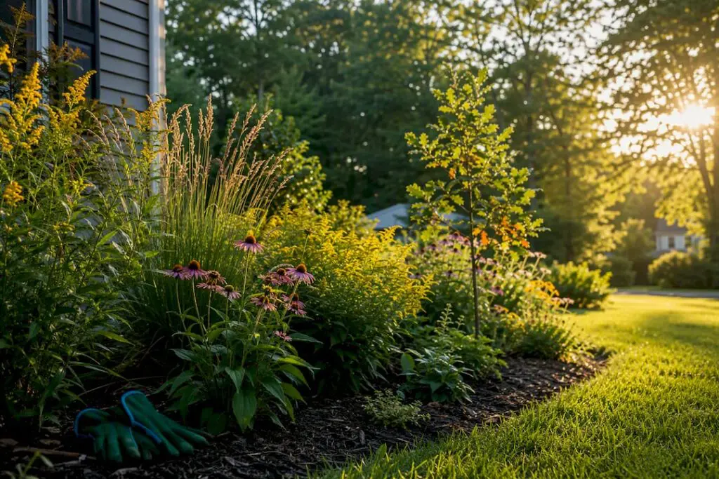 Sunlit New Jersey native plant garden