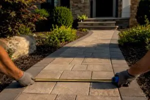 Measured residential paver walkway to front entry