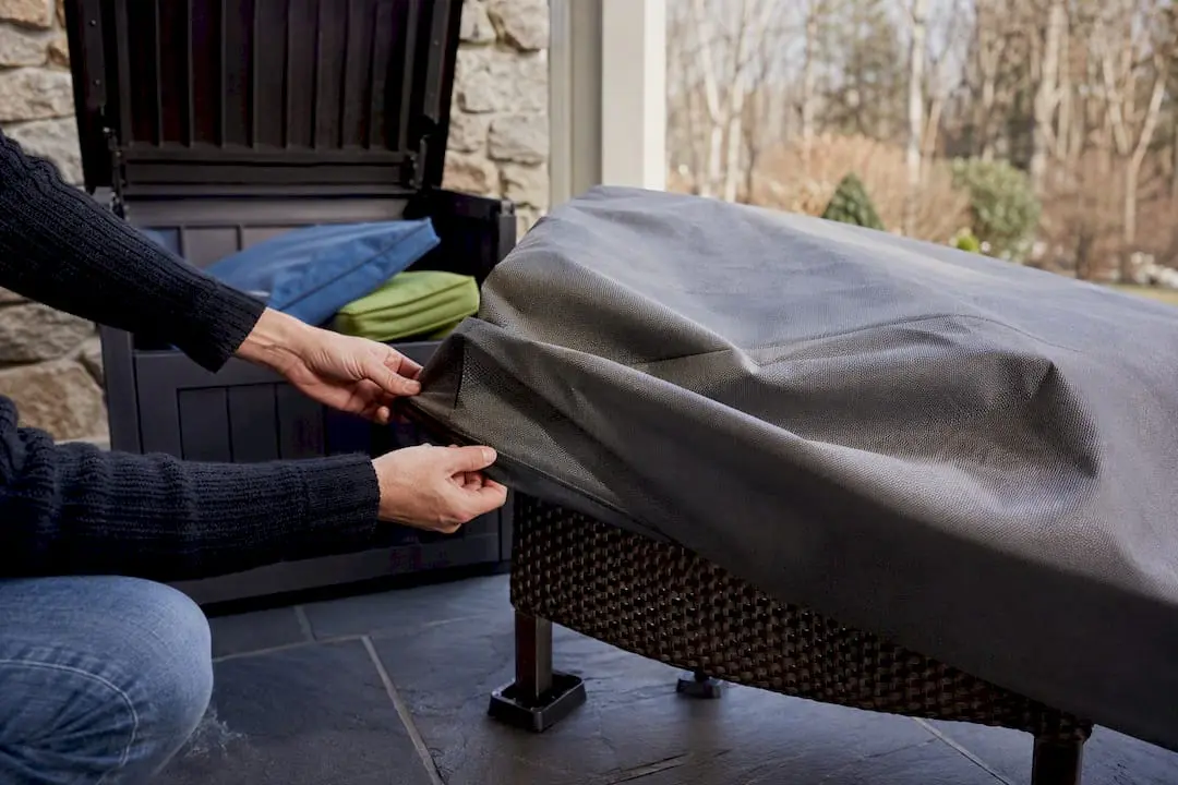 Breathable cover protecting outdoor patio furniture