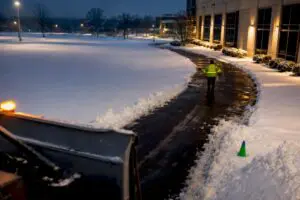 Commercial property snow removal before business hours
