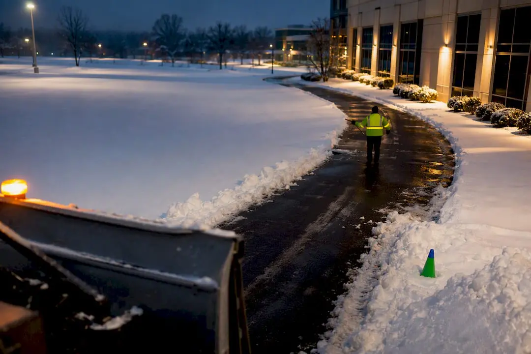 Commercial property snow removal before business hours