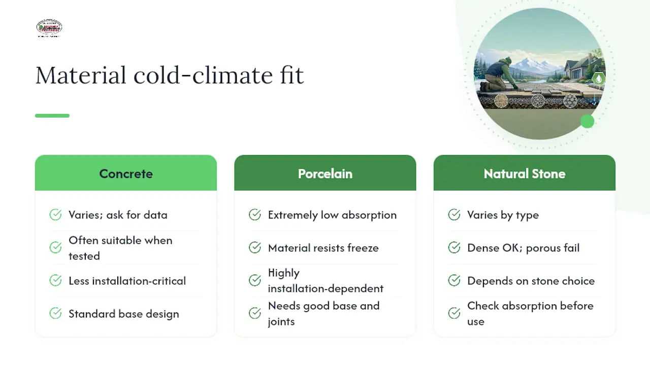 Cold climate paving material comparison