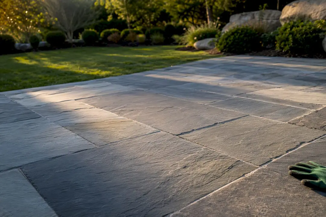Bluestone patio with varied natural stone coloring