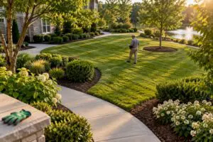 HOA common grounds with defined landscape zones