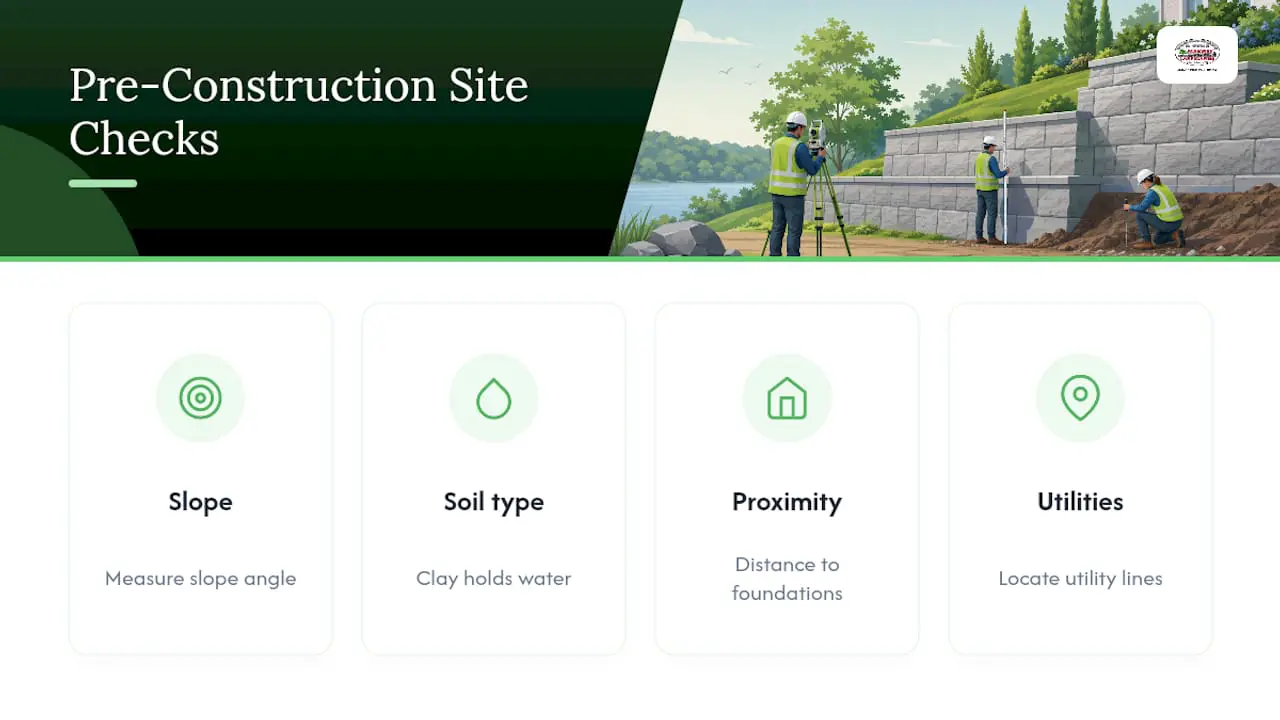 Four retaining wall site preparation checks