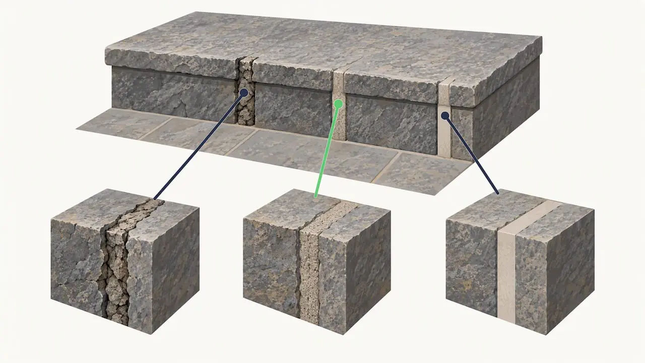 Illustration comparing mortar hardness and color