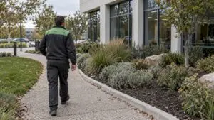 Low maintenance commercial landscape at office property