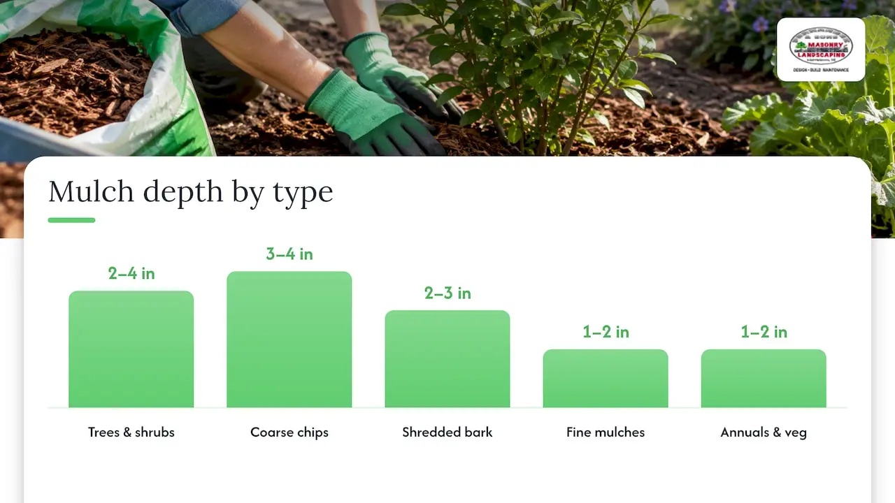 Recommended mulch depths by plant type