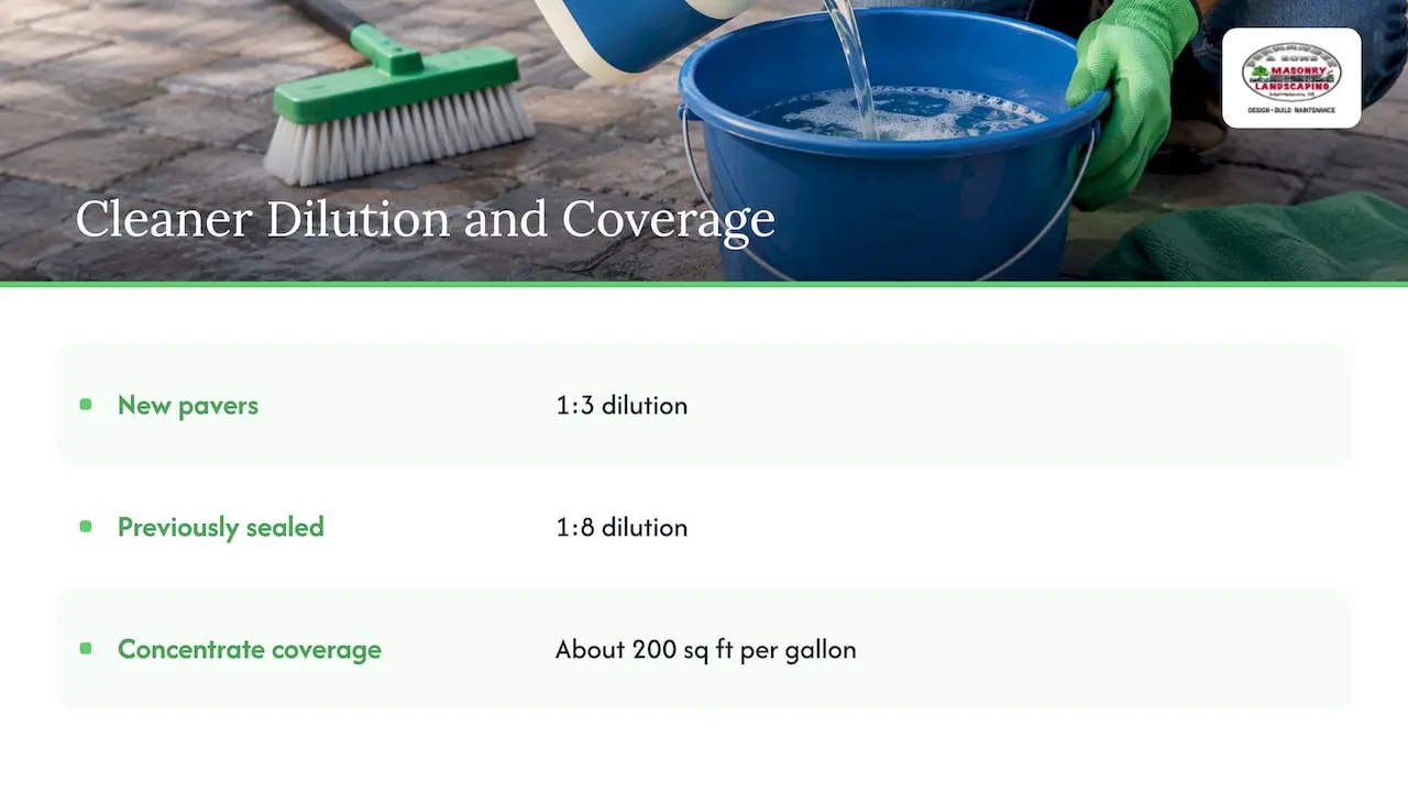 Paver cleaner dilution ratios and estimated coverage